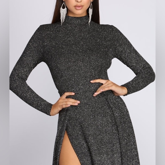 Alessandra Formal High Slit Glitter Dress by Windsor - Picture 3 of 13